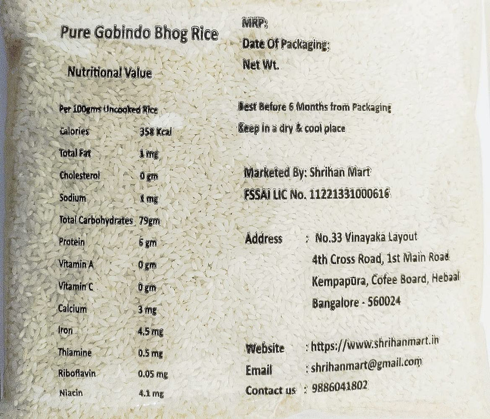 SHRIHAN MART Aromatic Pure Gobindobhog Rice(1Kg) Visit the SHRIHAN MART Store