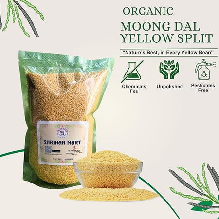 SHRIHAN MART Organic Yellow Moong Sona (Split) (Yellow Moong Daal)  (1 kg) 4.115 Ratings & 3 Reviews